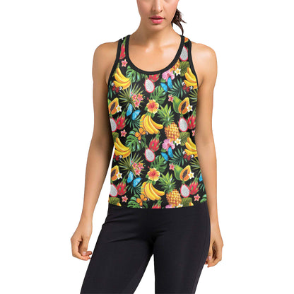 Tropical Fruits Pattern Print Design TF04 Women's Racerback Tank Top