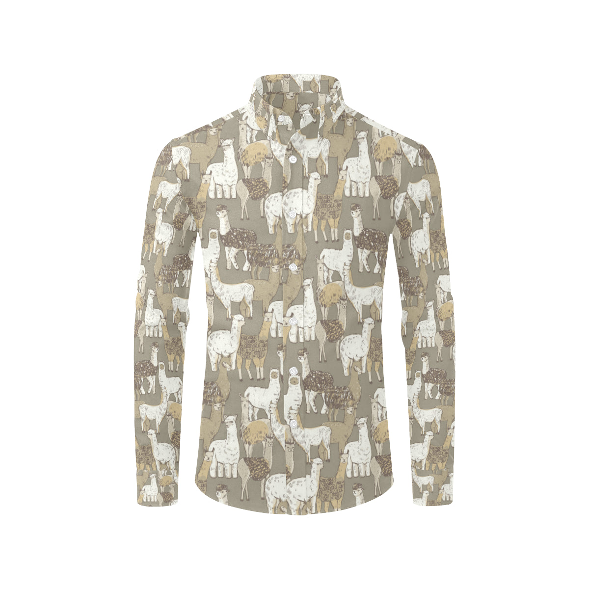 Alpaca Pattern Print Design 01 Men's Long Sleeve Shirt