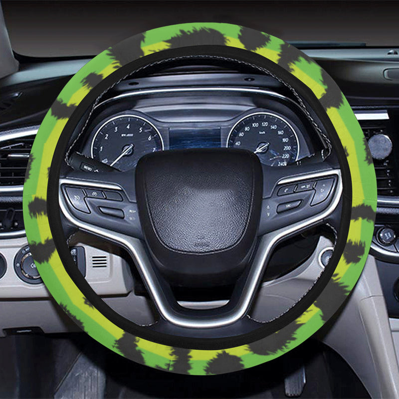 Rainbow Leopard Pattern Print Design A01 Steering Wheel Cover with Elastic Edge