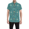 Lotus Pattern Print Design 01 Men's Short Sleeve Button Up Shirt