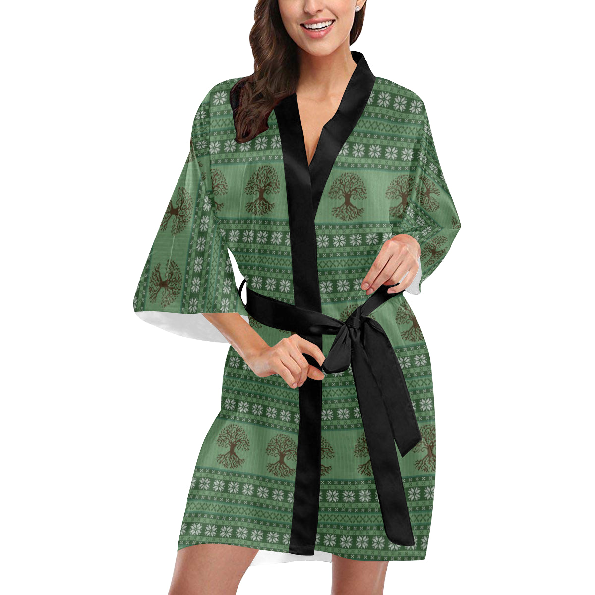 Celtic Pattern Print Design 09 Women's Short Kimono