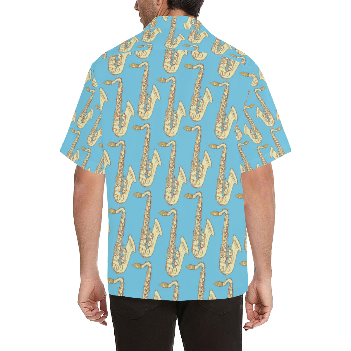 Saxophone Pattern Print Design 03 Men's Hawaiian Shirt