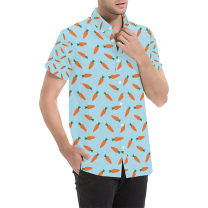 Carrot Pattern Print Design 03 Men's Short Sleeve Button Up Shirt