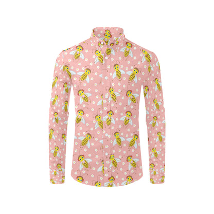 Bee Pattern Print Design BEE07 Men's Long Sleeve Shirt
