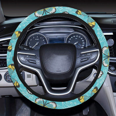 Butterfly Pattern Print Design 010 Steering Wheel Cover with Elastic Edge