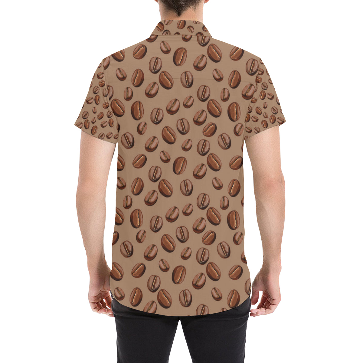 Coffee Pattern Print Design 07 Men's Short Sleeve Button Up Shirt