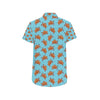 Brow Sea Turtle Print Pattern Men's Short Sleeve Button Up Shirt