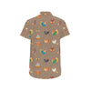 Chicken Happy Print Pattern Men's Short Sleeve Button Up Shirt