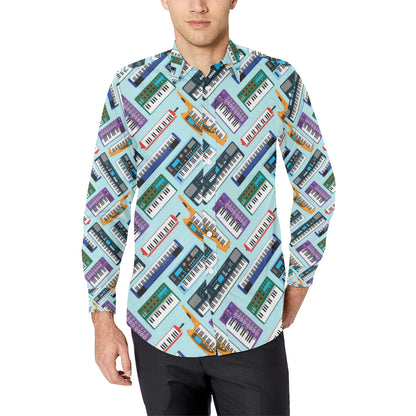 Synthesizer Pattern Print Design 02 Men's Long Sleeve Shirt