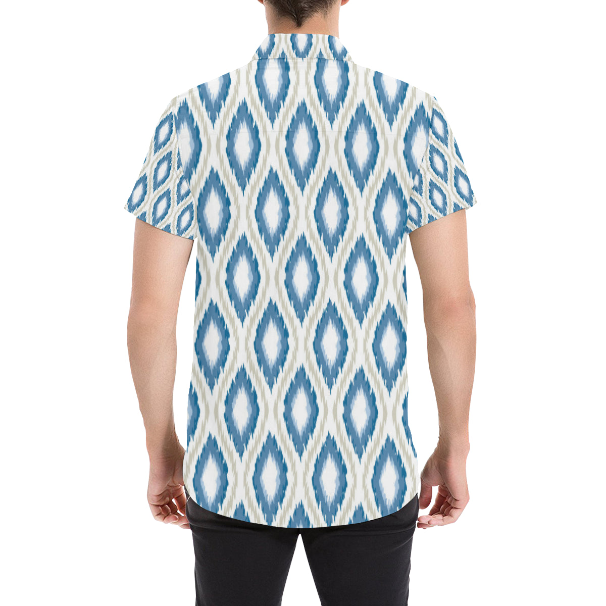 Ikat Pattern Print Design 02 Men's Short Sleeve Button Up Shirt