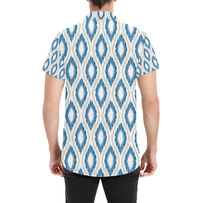 Ikat Pattern Print Design 02 Men's Short Sleeve Button Up Shirt