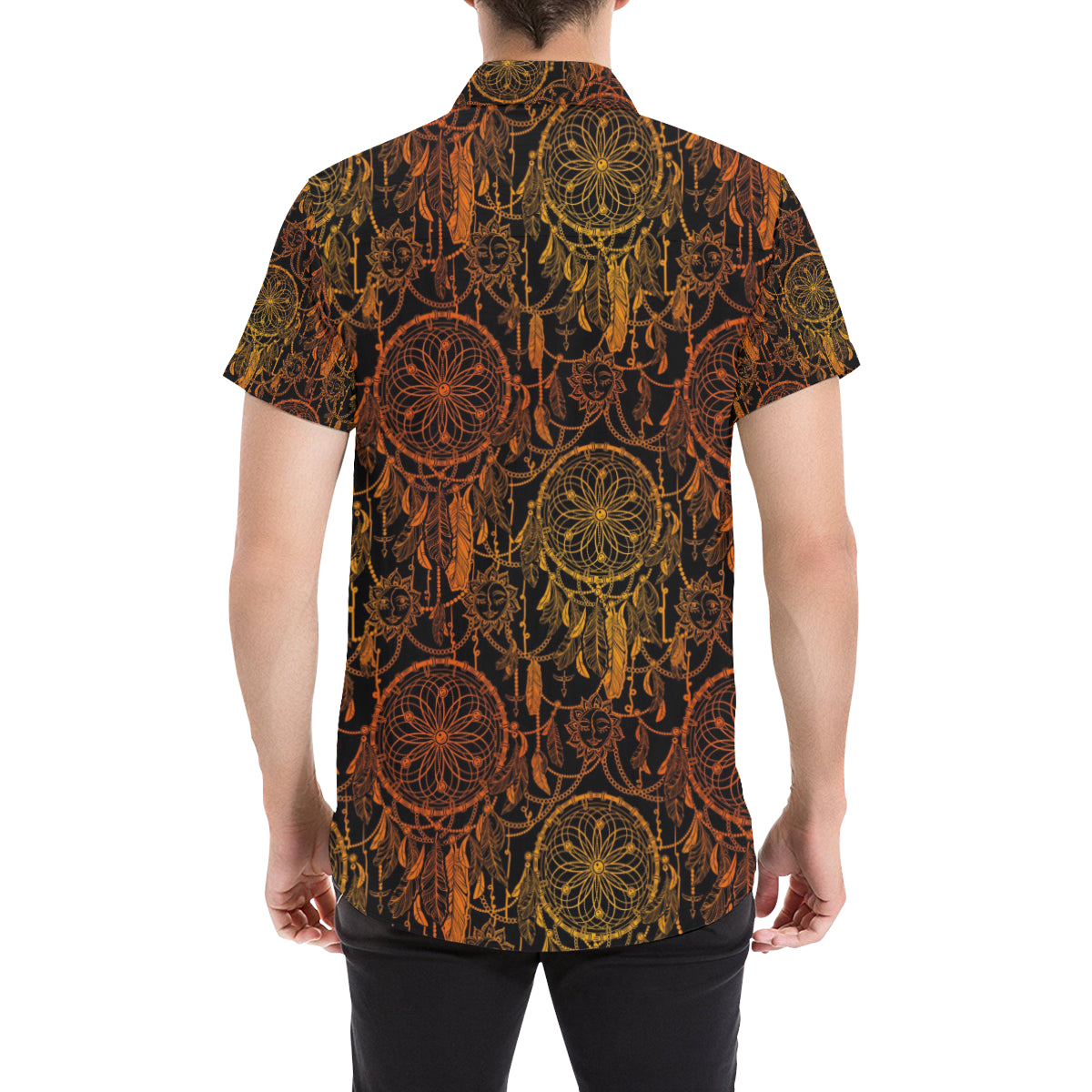 Dream catcher Sun and Moon Men's Short Sleeve Button Up Shirt