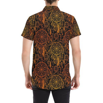 Dream catcher Sun and Moon Men's Short Sleeve Button Up Shirt