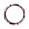 Pink Plumeria Pattern Print Design PM09 Steering Wheel Cover with Elastic Edge