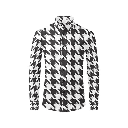 Cat HoundstoothPattern Print Design 01 Men's Long Sleeve Shirt