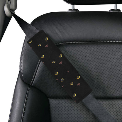 Black Cat Face Print Pattern Car Seat Belt Cover