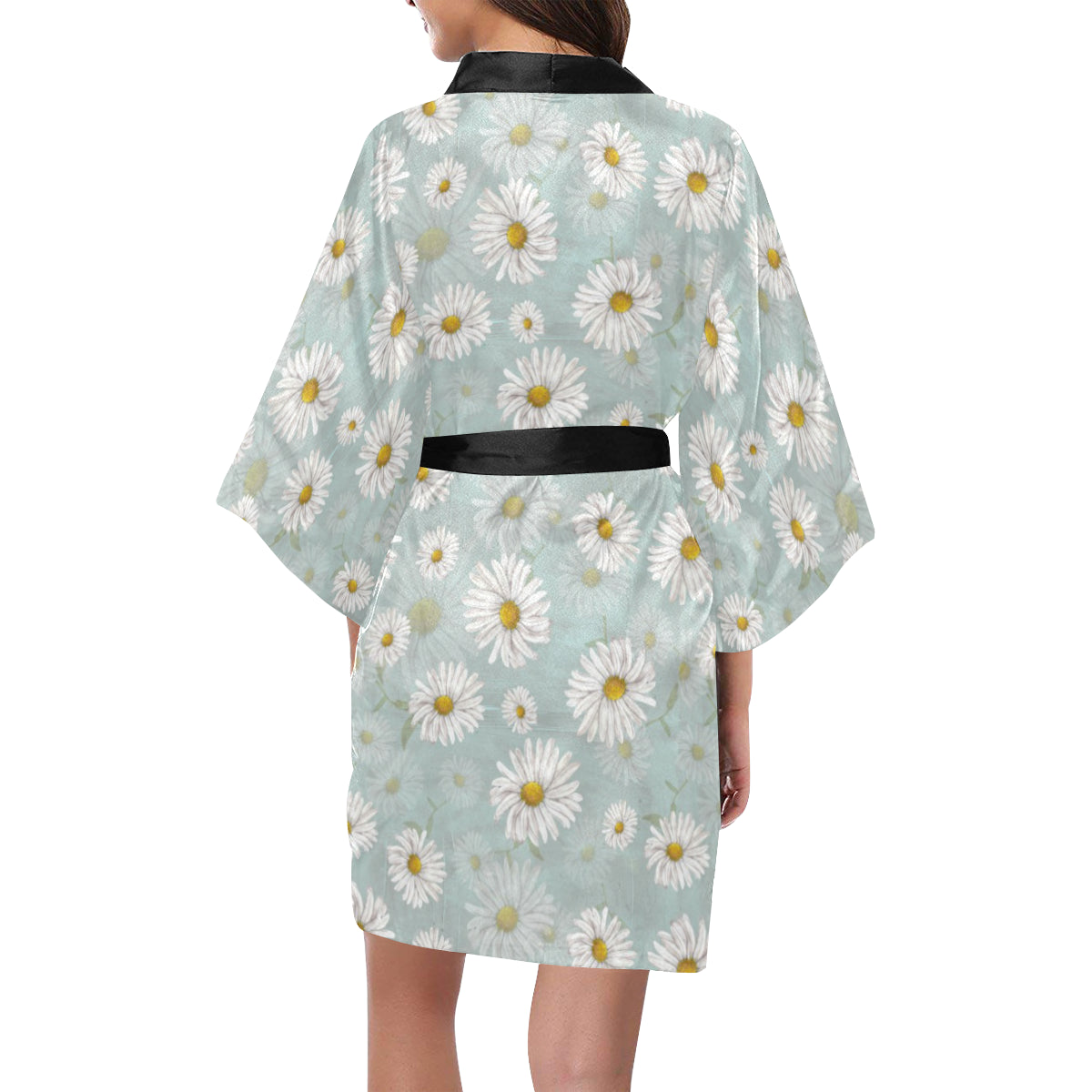Daisy Pattern Print Design DS012 Women Kimono Robe