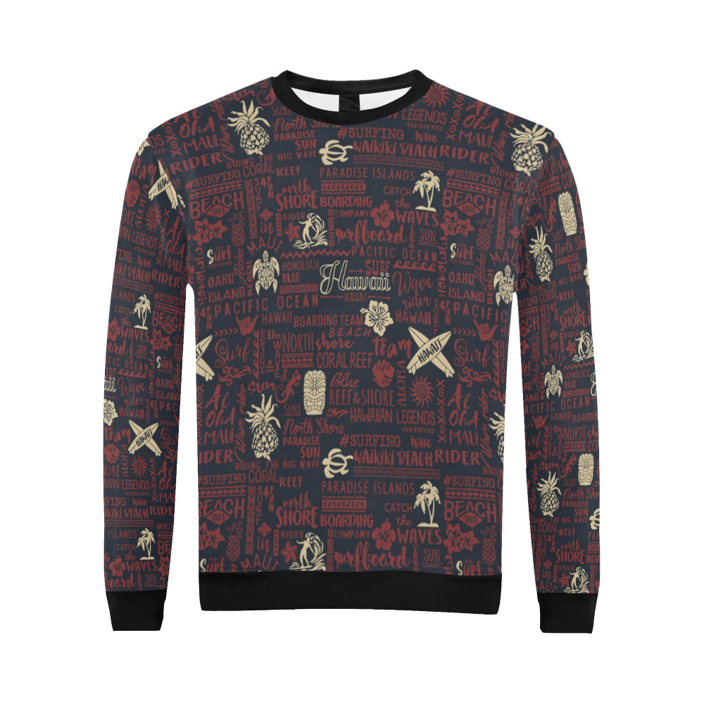 Hawaiian Themed Pattern Print Design H017 Men Long Sleeve Sweatshirt