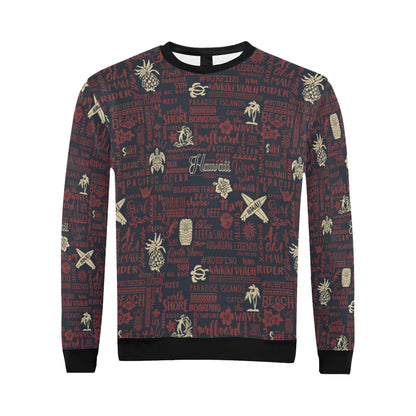 Hawaiian Themed Pattern Print Design H017 Men Long Sleeve Sweatshirt