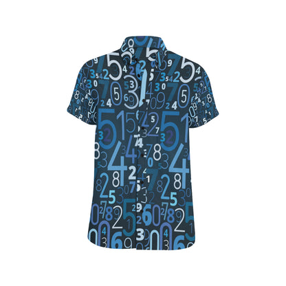 Number Pattern Print Design A02 Men's Short Sleeve Button Up Shirt
