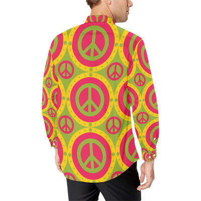 Peace Sign Pattern Print Design A01 Men's Long Sleeve Shirt