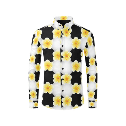 Plumeria Pattern Print Design A04 Men's Long Sleeve Shirt