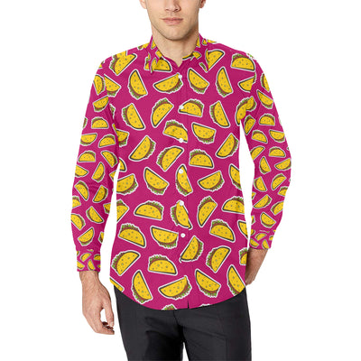 Taco Pattern Print Design TC01 Men's Long Sleeve Shirt