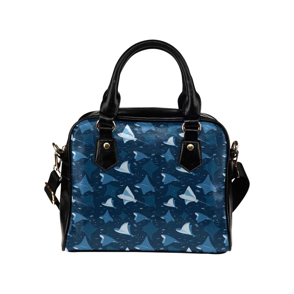 Manta Ray Pattern Print Design 02 Shoulder Handbag