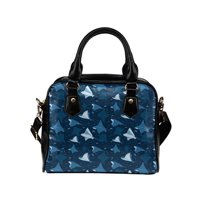 Manta Ray Pattern Print Design 02 Shoulder Handbag