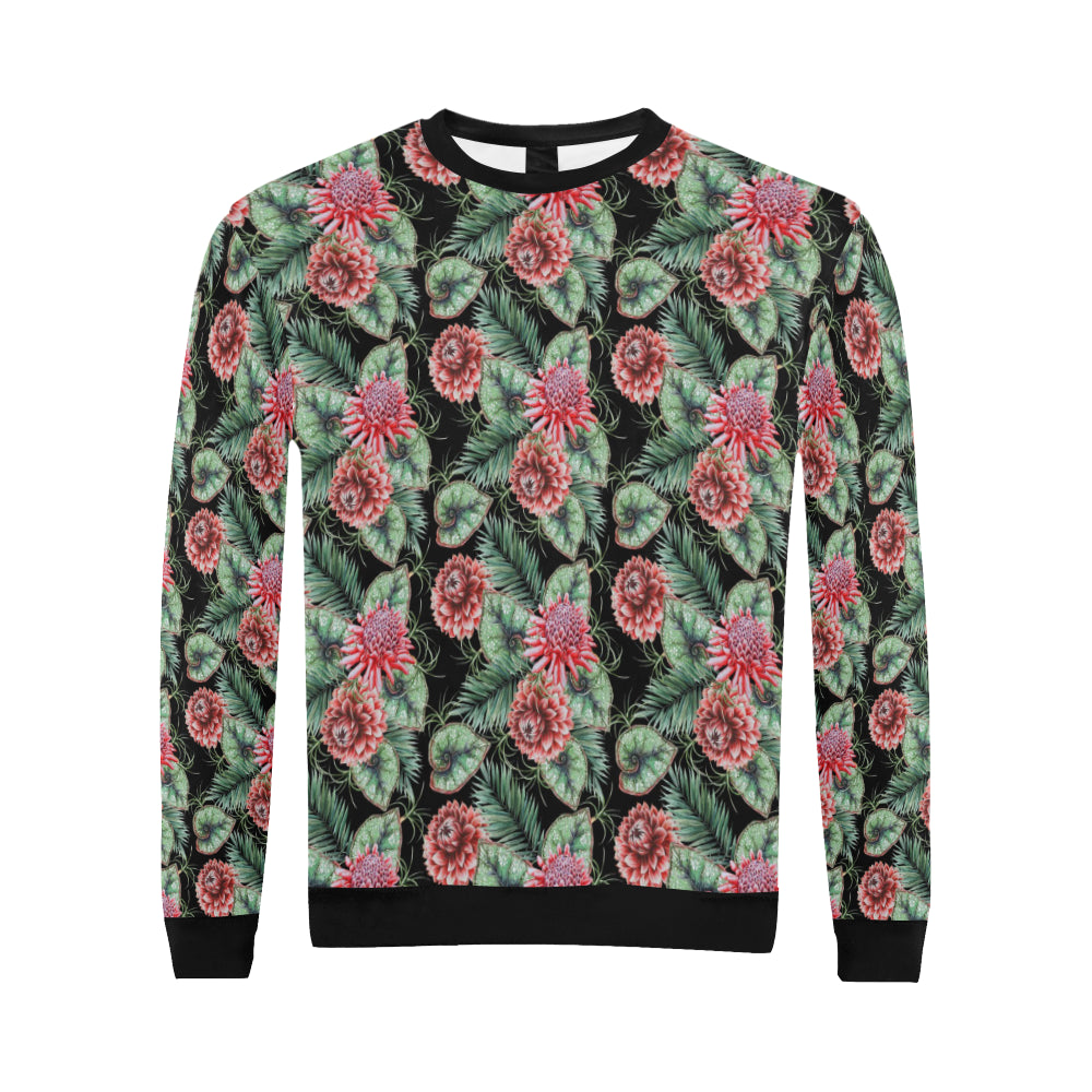 Dahlia Pattern Print Design DH06 Men Long Sleeve Sweatshirt