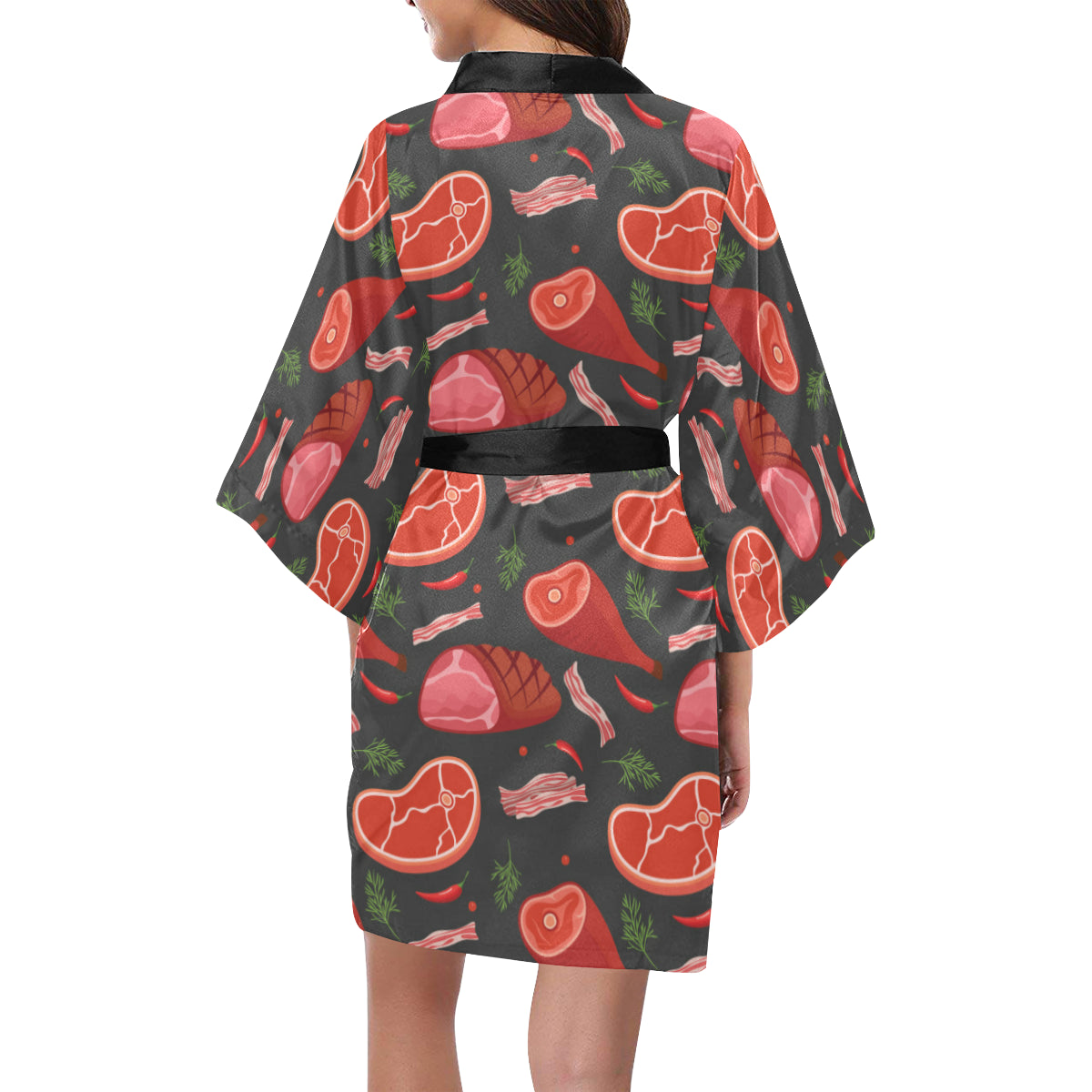 Meat Pattern Print Design 03 Women's Short Kimono
