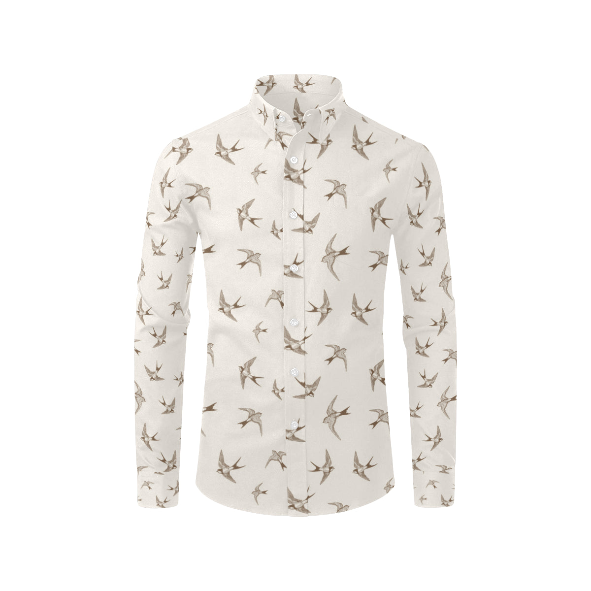 Swallow Bird Pattern Print Design 01 Men's Long Sleeve Shirt