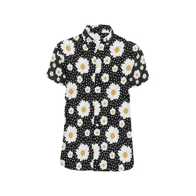 Daisy Pattern Print Design DS02 Men's Short Sleeve Button Up Shirt