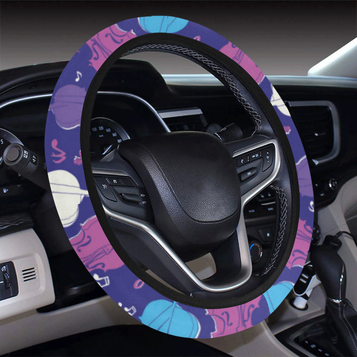 Cello Pattern Print Design 01 Steering Wheel Cover with Elastic Edge