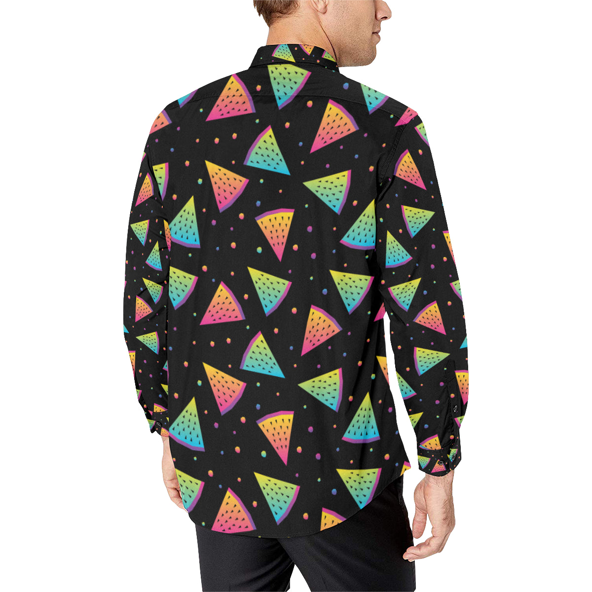 Rainbow Watermelon Pattern Print Design A04 Men's Long Sleeve Shirt