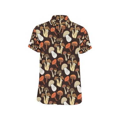 Mushroom Pattern Print Design A05 Men's Short Sleeve Button Up Shirt