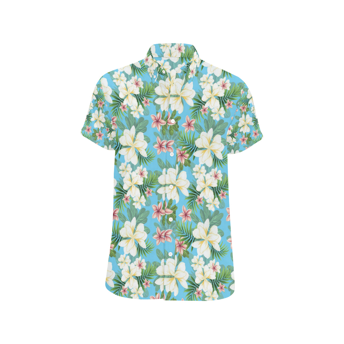 Plumeria Pattern Print Design PM028 Men's Short Sleeve Button Up Shirt