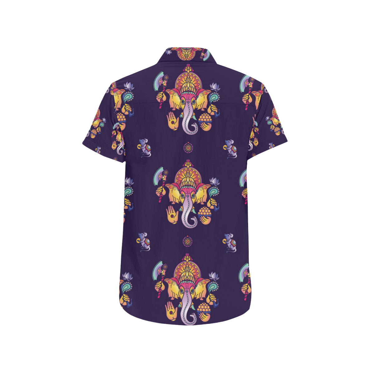 Ganesha Pattern Print Design 04 Men's Short Sleeve Button Up Shirt