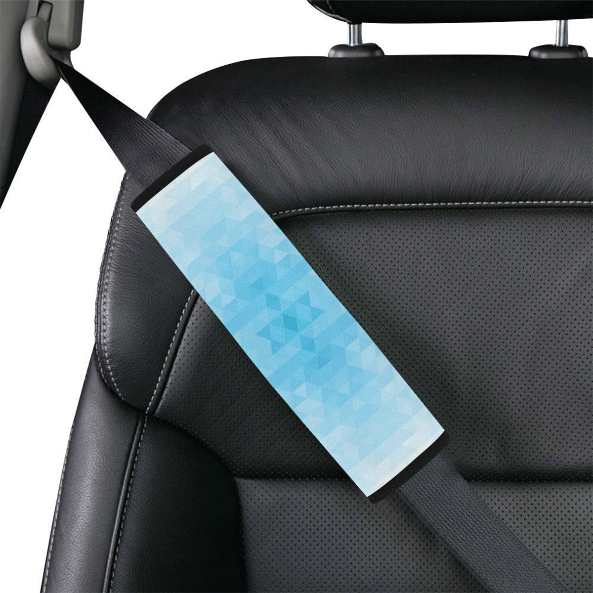 Geometric Blue Pattern Print Design 01 Car Seat Belt Cover