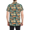 Acoustic Guitar Pattern Print Design 02 Men's Short Sleeve Button Up Shirt