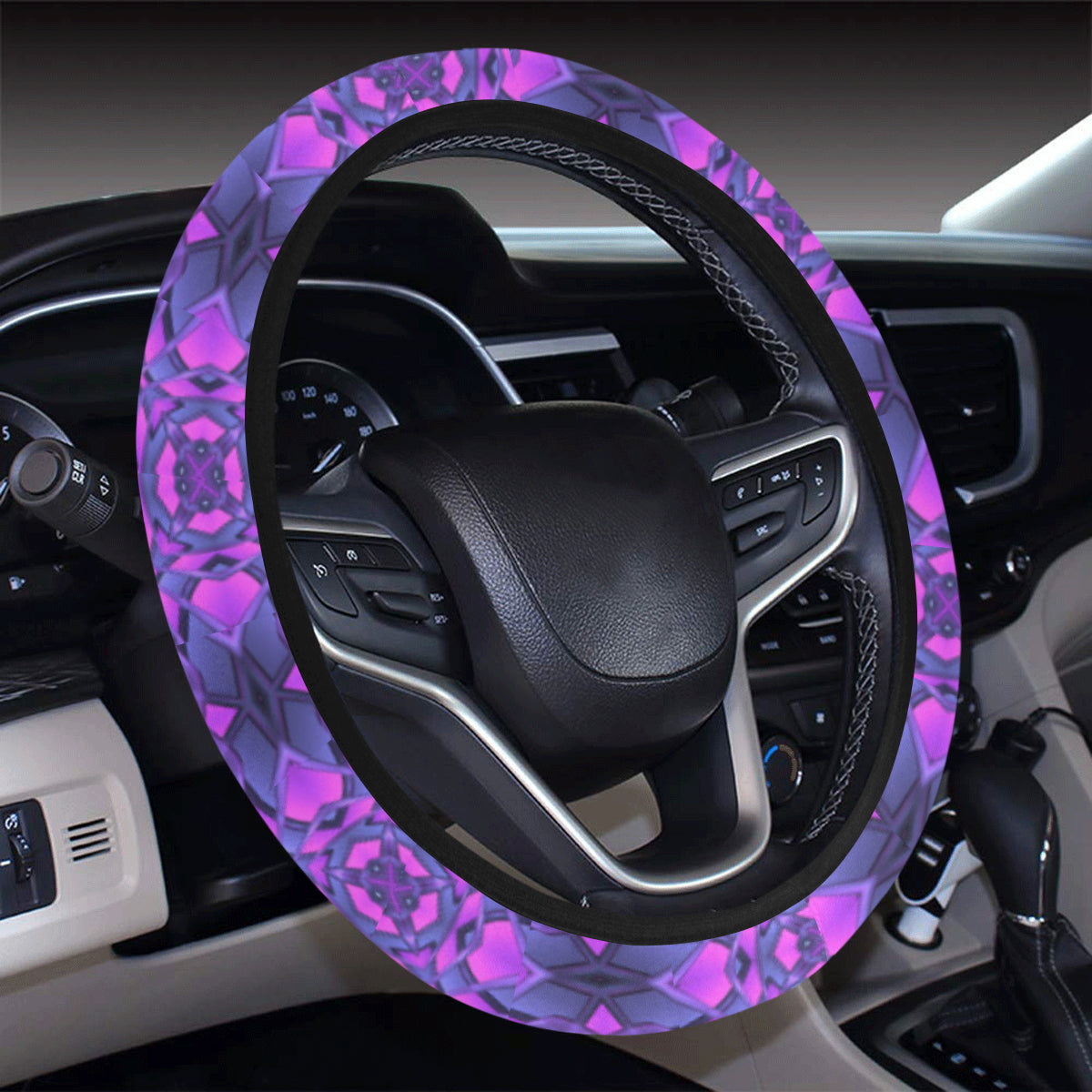 kaleidoscope Pattern Print Design Steering Wheel Cover with Elastic Edge