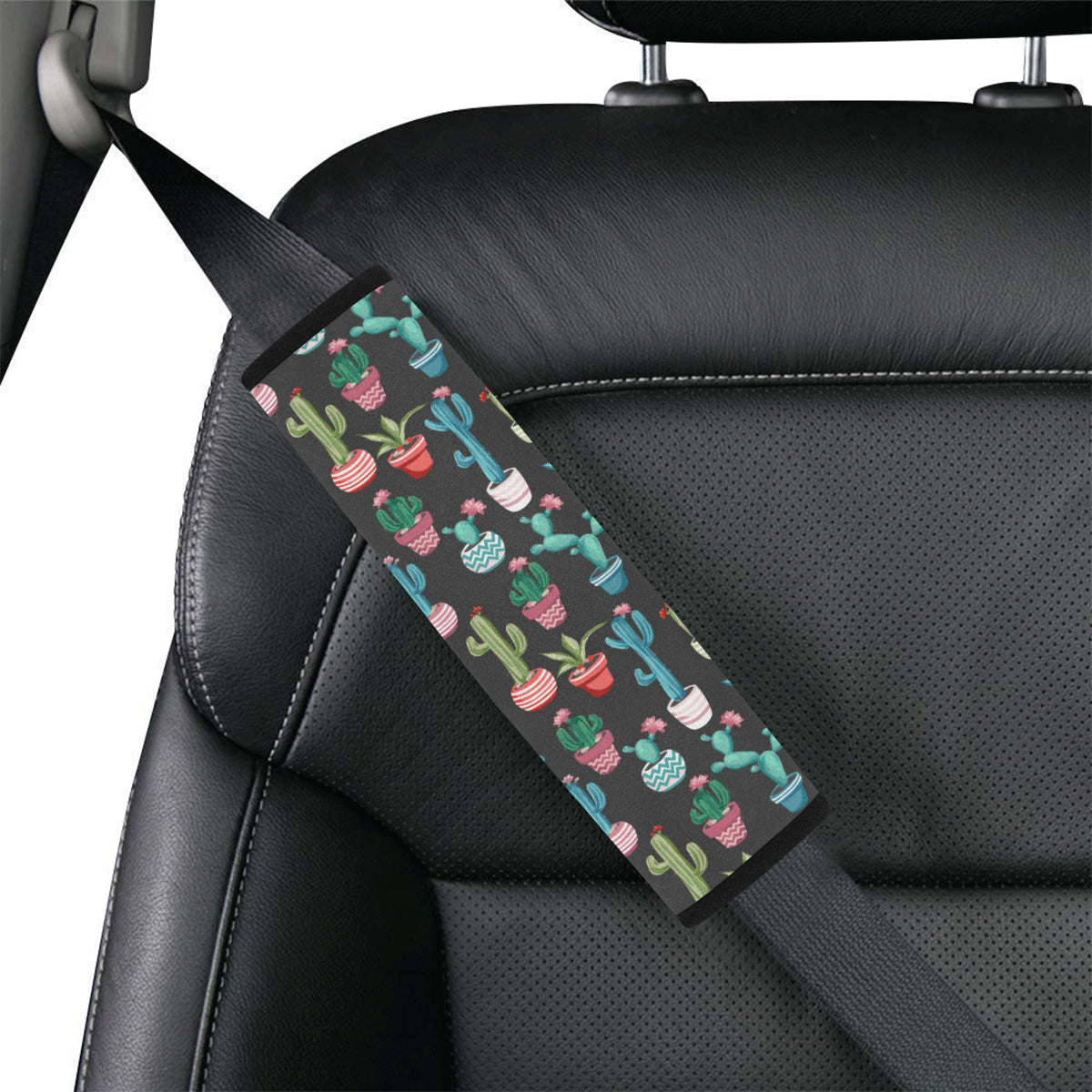Cactus Pattern Print Design 02 Car Seat Belt Cover