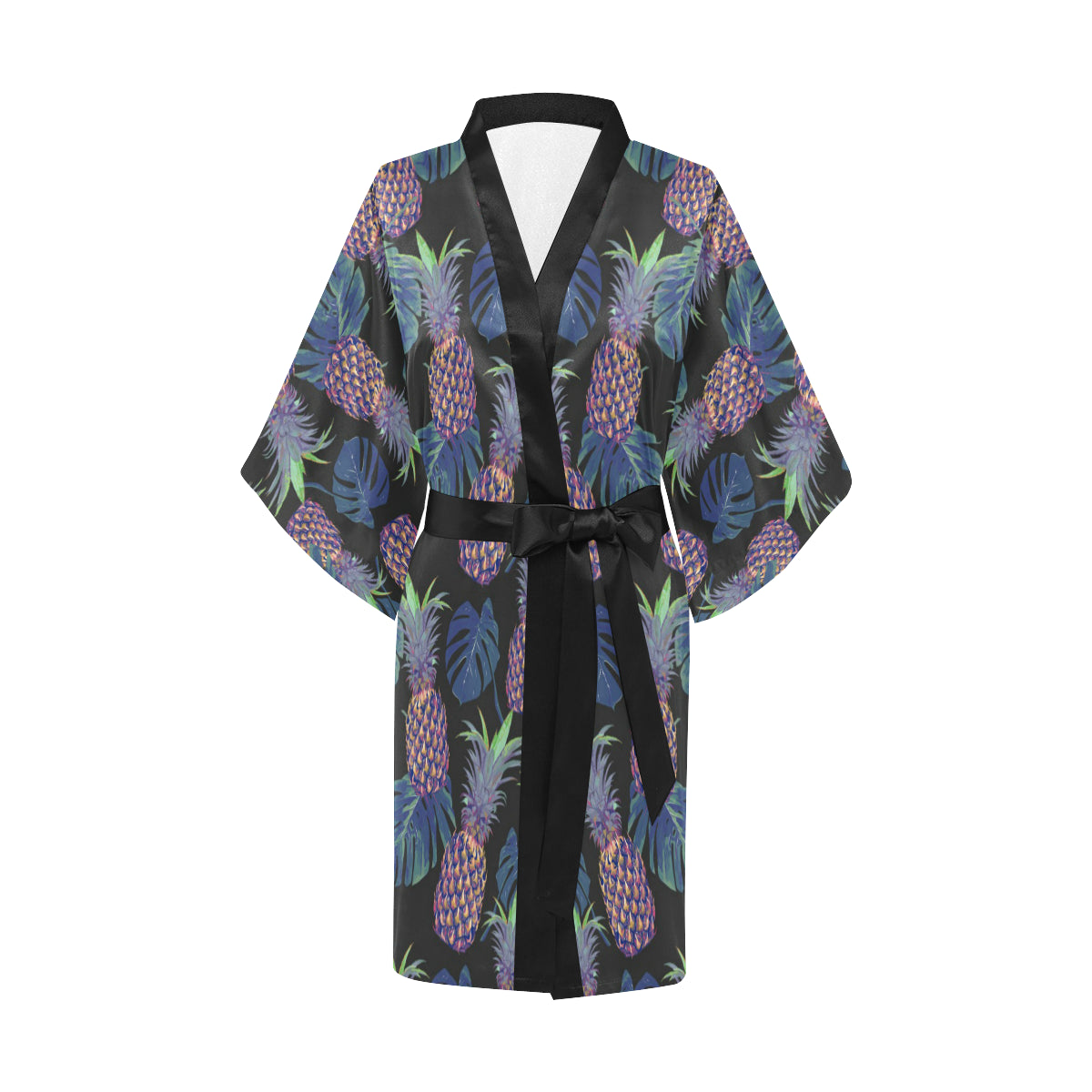 Pineapple Pattern Print Design PP04 Women Kimono Robe