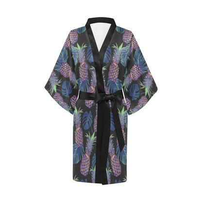Pineapple Pattern Print Design PP04 Women Kimono Robe