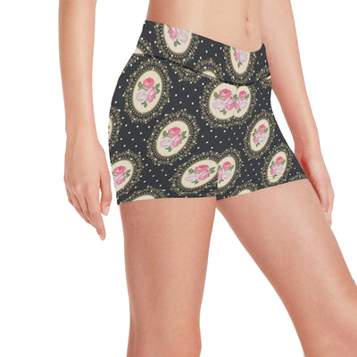 Rose Pattern Print Design RO015 Yoga Shorts