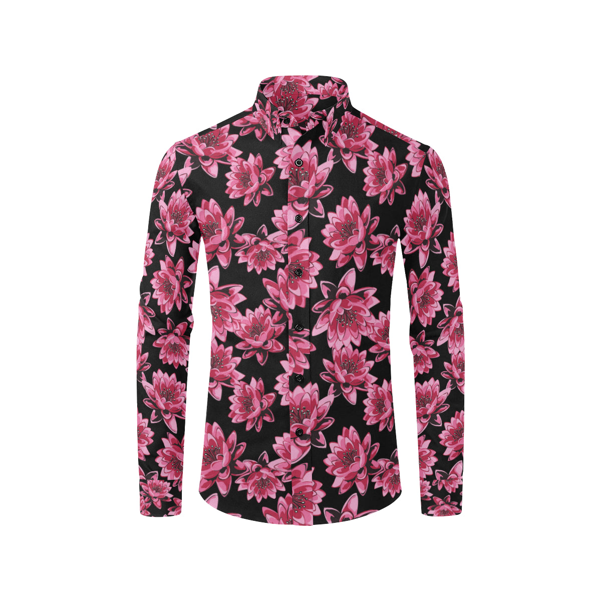 Lotus Pattern Print Design 03 Men's Long Sleeve Shirt