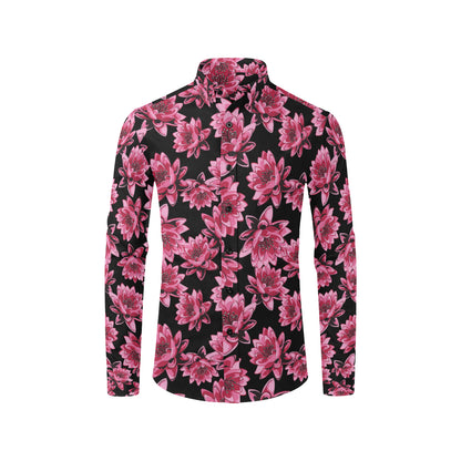 Lotus Pattern Print Design 03 Men's Long Sleeve Shirt
