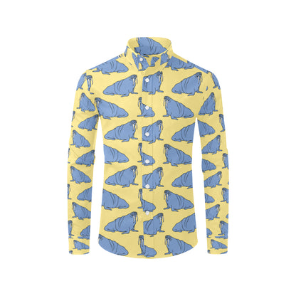 Walrus Pattern Print Design 02 Men's Long Sleeve Shirt