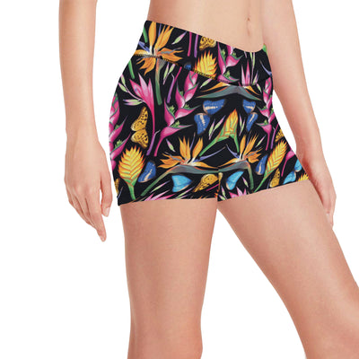 Tropical Flower Pattern Print Design TF016 Yoga Shorts