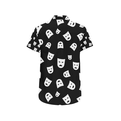 Acting Mask Pattern Print Design 03 Men's Short Sleeve Button Up Shirt